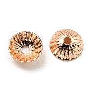 Rack Plating Brass Bead Cone, Long-Lasting Plated, Flower, Lead Free & Cadmium Free, Apetalous, Real Rose Gold Plated, 4.5x1.5mm, Hole: 1mm(X-KK-F856-01RG)