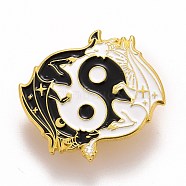 Dragon and Great Harmony Enamel Pin, Animal Alloy Badge for Backpack Clothes, Golden, Black, 27.5x30.5x1.5mm, Pin: 1.1mm(JEWB-M023-01)