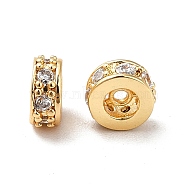 Brass Cubic Zirconia Beads, Real 18K Gold Plated, Column, Clear, 5.5x2.5mm, Hole: 0.9mm(KK-M233-13G)