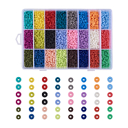24 Colors Handmade Polymer Clay Beads, for DIY Jewelry Crafts Supplies, Disc/Flat Round, Heishi Beads, Mixed Color, 4x1mm, Hole: 1mm, 300pcs/color, 7200pcs/box(CLAY-TA0001-05)