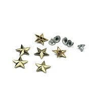 Star Alloy Collision Rivets, Semi-Tublar Rivets, for Shoe Clothing Accessories, Light Gold, 15mm, about 1000 sets/bag(PW-WG15209-02)