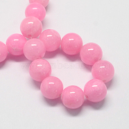 Natural Dyed Yellow Jade Gemstone Bead Strands, Round, Hot Pink, 6mm, Hole: 1mm, about 66pcs/strand, 15.7 inch(G-R271-6mm-Y02)