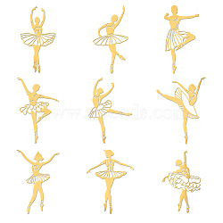 Nickel Decoration Stickers, Metal Resin Filler, Epoxy Resin & UV Resin Craft Filling Material, Ballet Pattern, 40x40mm, 9 style, 1pc/style, 9pcs/set(DIY-WH0450-019)