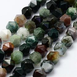 Natural Indian Agate Beads Strands, Faceted, Round, 8x7mm, Hole: 1.5mm, about 49pcs/strand, 14.9 inch(38cm)(G-K184-02)