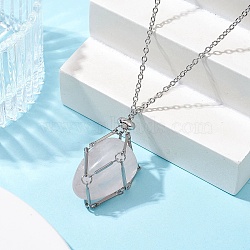 Crystal Holder Cage Necklace, Stainless Steel Pouch Empty Stone Holder for Pendant Necklace Making, with Cable Chains & Lobster Claw Clasp, Stainless Steel Color, 20-1/8 inch(51.3cm)(NJEW-JN04585)