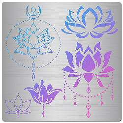 Stainless Steel Cutting Dies Stencils, for DIY Scrapbooking/Photo Album, Decorative Embossing DIY Paper Card, Matte Stainless Steel Color, Lotus Pattern, 16x16cm(DIY-WH0238-090)