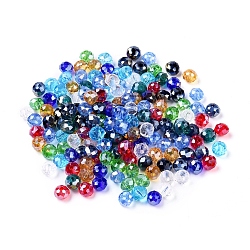 Electroplate Glass Beads, Mixed Color, AB Color Plated, Faceted Rondelle, 6mm in diameter, 4mm thick, hole: 1mm(X-GR6MM-AB)