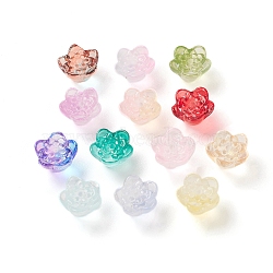 Spray Painted Transparent Glass Beads, Lotus, Mixed Color, 7.5x11x11.5mm, Hole: 1.2mm(X-GLAA-D006-10)