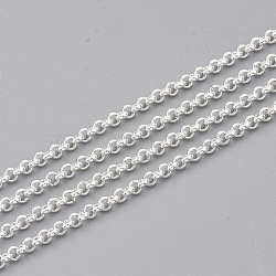 304 Stainless Steel Rolo Chains, Belcher Chain, Unwelded, with Spool, Silver Color Plated, 2x1mm, about 32.8 Feet(10m)/roll(CHS-T002-04A)