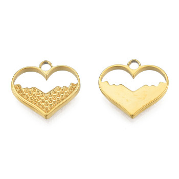 304 Stainless Steel Pendant Rhinestone Settings, Heart, Real 18K Gold Plated, Fit For 0.9mm Rhinestone, 20x15.5x2mm, Hole: 2mm