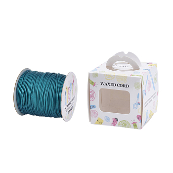 Eco-Friendly Korean Waxed Polyester Cord, Teal, 0.5mm, about 200yards/roll(600 feet/roll)(182.88m/roll)