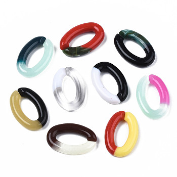 Two Tone Opaque Acrylic Linking Rings, Quick Link Connectors, for Jewelry Curb Chains Making, Oval Ring, Mixed Color, 29.5x19.5x5mm, Inner Diameter: 18x8mm