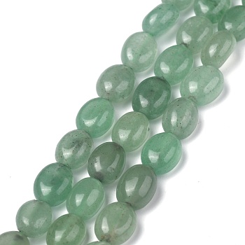Natural Green Aventurine Beads Strands, Oval, 8x6x3.5~4mm, hole: 1mm, about 45~52pcs/strand, 15.16~15.74 inch(38.5~40cm)