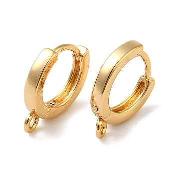 Brass Earring Findings, Ring, Real 18K Gold Plated, 13.5x2mm, Hole: 1.4mm, Pin: 0.8mm