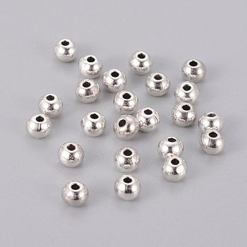 Tibetan Style Spacer Beads, Round, Lead Free & Cadmium Free, Antique Silver, 5x4mm, Hole: 1.5mm