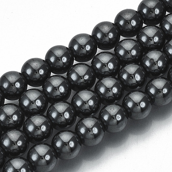 Non-magnetic Synthetic Hematite Beads Strands, Grade A, Round, 6mm, Hole: 1mm, about 70pcs/strand, 15.5 inch
