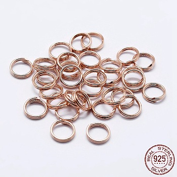 925 Sterling Silver Split Jump Rings, Double Loop Jump Rings, Round Rings, Rose Gold, 7x1mm, Inner Diameter: 5.5mm