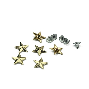 Star Alloy Collision Rivets, Semi-Tublar Rivets, for Shoe Clothing Accessories, Light Gold, 15mm, about 1000 sets/bag