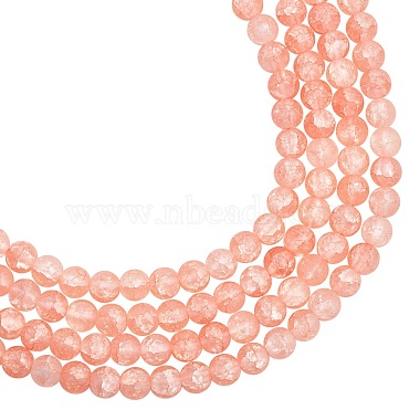 Light Salmon Round Crackle Quartz Beads
