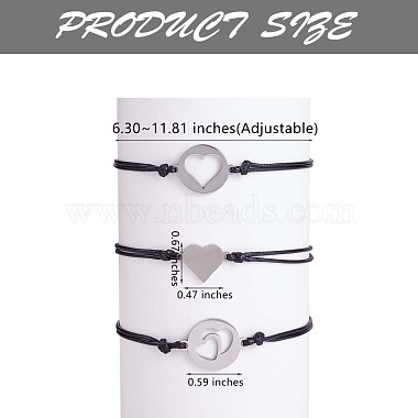 3Pcs 3 Style 430 Stainless Steel Heart Link Bracelets Set(JB720A)-3