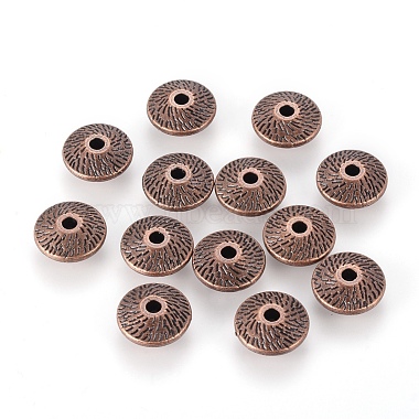 Red Copper Flat Round Alloy Spacer Beads