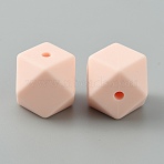 Food Grade Eco-Friendly Silicone Beads, Hexagon, PeachPuff, 14x14x14mm, Hole: 2mm(SIL-WH0002-39A)