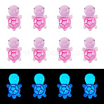 12Pcs Luminous Translucent Resin Sea Animal Cabochons, Little Turtle, Plum, 23x13x8.5mm(RESI-TA0004-56B)