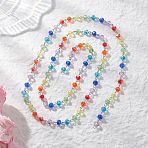 Iron Glass Handmade Rondelle Link Chains, Platinum, Unwelded, Colorful, 1006mm(AJEW-JB01448)