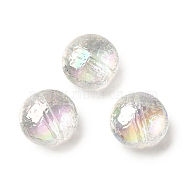 Transparent UV Plating Rainbow Iridescent Acrylic Beads, Flat Round, Clear AB, 15.3x16.5x9.7mm, Hole: 2mm(OACR-A021-07)