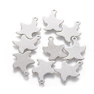201 Stainless Steel Pendants, Starfish/Sea Stars, Stainless Steel Color, 18.5x14x0.5mm, Hole: 1.2mm(STAS-L233-040P)