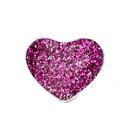 Alloy Beads, Large Hole Beads, Glitter Powder Beads, Heart, Platinum, Old Rose, 13.5x11mm, Hole: 8mm(PALLOY-TAC0013-18D)