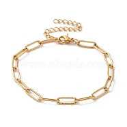Vacuum Plating 304 Stainless Steel Paper Chain Bracelet for Men Women, Golden, 7 inch(17.7cm)(BJEW-E031-13G-01)