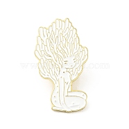 Mushroom Girl Enamel Pin, Gold Plated Alloy Cute Badge for Backpack Clothes, White, 30x17x1.5mm(JEWB-J005-05A-G)