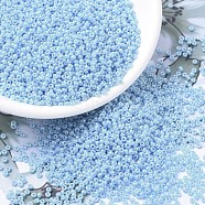 MIYUKI Round Rocailles Beads, Japanese Seed Beads, 11/0, (RR433) Opaque Turquoise Blue Luster, 2x1.3mm, Hole: 0.8mm, about 50000pcs/pound(SEED-G007-RR0433)