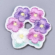 Flower Appliques, Computerized Embroidery Cloth Iron on/Sew on Patches, Costume Accessories, Plum, 32.5x32.5x1.5mm(DIY-S041-051B)