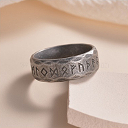 Viking Rune Titanium Steel Finger Rings for Men, Antique Silver, 8mm, US Size 12 1/4(21.5mm)(WGDF4AB-56)