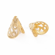 Brass Filigree Bead Cones, Long-Lasting Plated, Real 18K Gold Plated, 12x10.5x8mm, Hole: 1.4mm(X-KK-K241-23G)