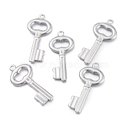 304 Stainless Steel Pendants, Key, Stainless Steel Color, 49.3x23x2.7mm, Hole: 3mm(STAS-K207-44P)