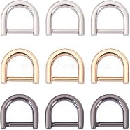 Alloy D-Ring Anchor Shackle Clasps, Mixed Color, 21.5x23.5x5.5mm, Inner: 13x15.5mm, 3 colors, 6pcs/color, 18pcs/box(PALLOY-CA0001-11)