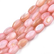 Freshwater Shell Beads Strands, Dyed, Oval, Light Salmon, 4~5x2.5~4mm, Hole: 0.6mm, about 77~79pcs/strand, 14.57 inch~15.16 inch(37cm~38.5cm)(SHEL-T009-B15-02)