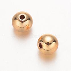 Round Brass Beads, Real 18K Gold Plated, 8mm, Hole: 2mm(KK-D509-01G)