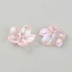 Transparent Acrylic Beads, AB Color, Flower, Pink, 11.5x3mm, Hole: 1.8mm(MACR-CJC0004-05A)