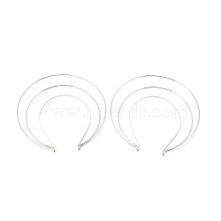 Iron Hair Band Findings, Triple-ring, for Lolita, Crown Accessories, Platinum, 220x220x5mm, Inner Diameter: 150x121mm(IFIN-D087-04P)