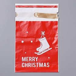 Christmas Drawstring Gift Bags, Goody Bags with Bow-Tie, Party Favors Supplies Gift Wrapping, Red, 23(±2cm)x15x0.01cm, about 45~50pcs/bag(ABAG-G008-A01-11)