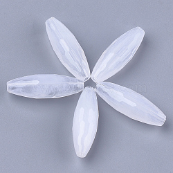 Acrylic Beads, Imitation Gemstone, Faceted, Rice, Clear & White, 28x9x9mm, Hole: 2mm(X-OACR-T006-058)
