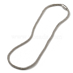 Rhinestone Tennis Necklace, with Brass Magnetic Clasp, Jet, 46.5x0.4cm(NJEW-R263-26D-P)