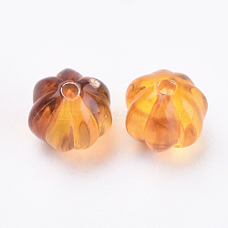 Acrylic Corrugated Beads, Imitation Amber, Round, Dark Orange, 7.5mm, Hole: 1.5mm(X-OACR-S016-29)