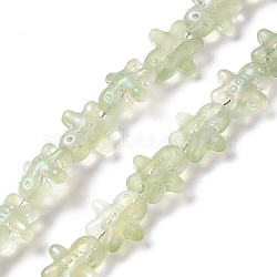 Full Rainbow Plated Forsted Electroplate Glass Beads, Ginger Man, for Christmas, Honeydew, 15x14x7mm, Hole: 1mm, about 45pcs/strand, 24.80''~25.20''(63~64cm)(GLAA-P005-FR03)