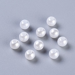 Acrylic Pearl Round Beads For DIY Jewelry and Bracelets, White, 6mm, Hole: 2mm(X-PACR-6D-1)