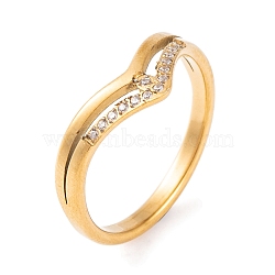 304 Stainless Steel Finger Ring for Women, with Cubic Zirconia, Golden, 6.5mm, US Size 6~9(16.5~19mm)(RJEW-C086-08-G)